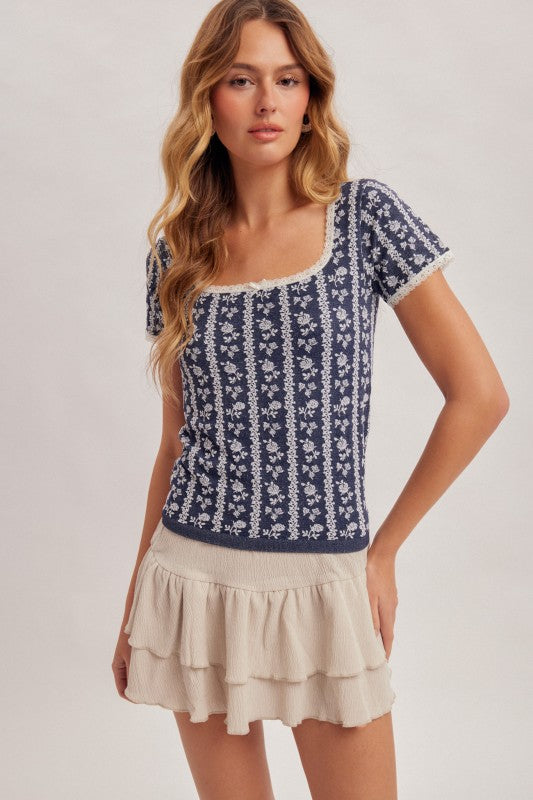 Hentrietta Floral Knit Top PREORDER