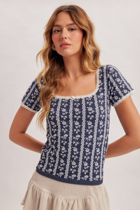 Hentrietta Floral Knit Top PREORDER