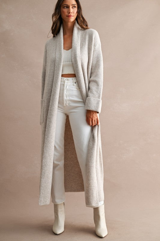 Gracelyn Ribbed Maxi Sweater Cardigan Coat PREORDER