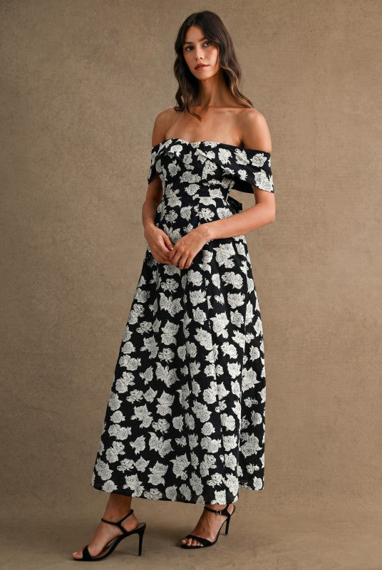 Barker Off Shoulder Midi Floral Dress