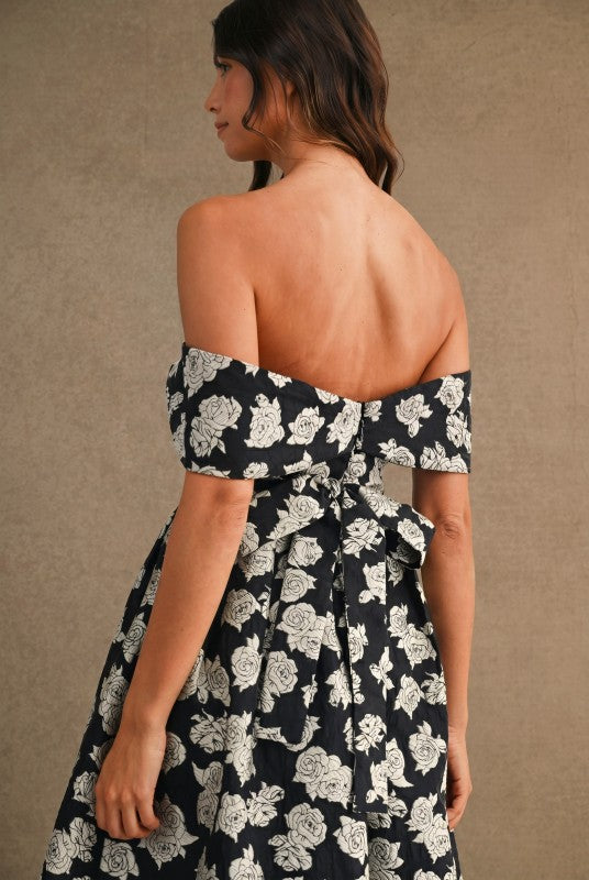 Barker Off Shoulder Midi Floral Dress