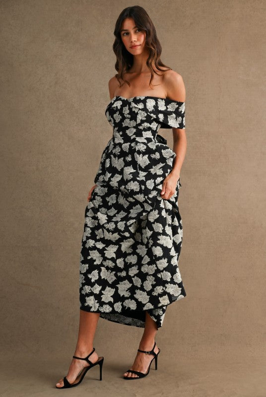 Barker Off Shoulder Midi Floral Dress