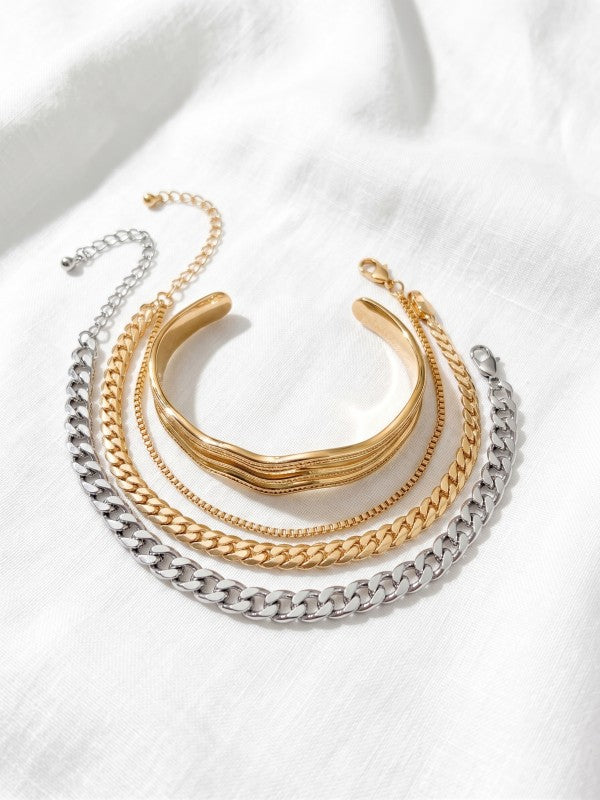 Boin Chain Cuff Bracelet Set