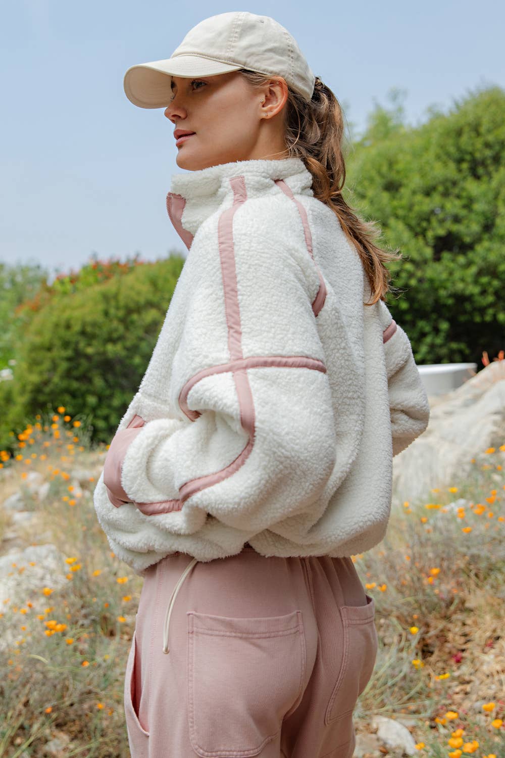 Yolanda Sherpa Mock Quarter Zip Jacket