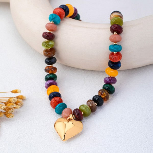 Herb Bead Heart Pendant Necklace