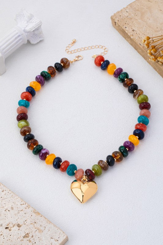 Herb Bead Heart Pendant Necklace