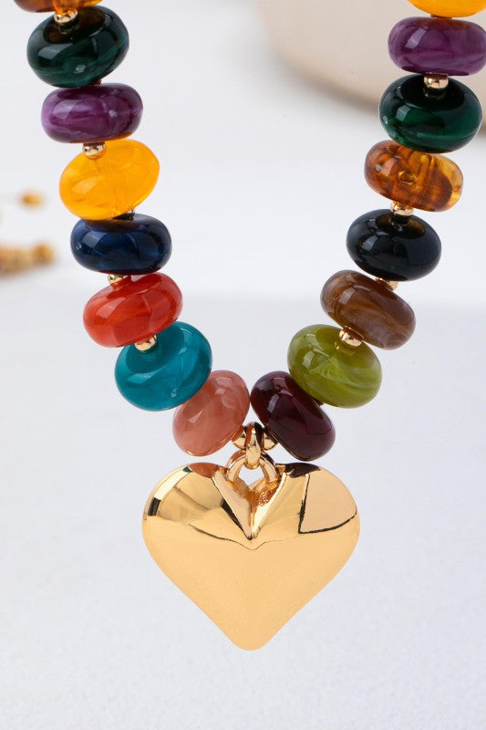 Herb Bead Heart Pendant Necklace