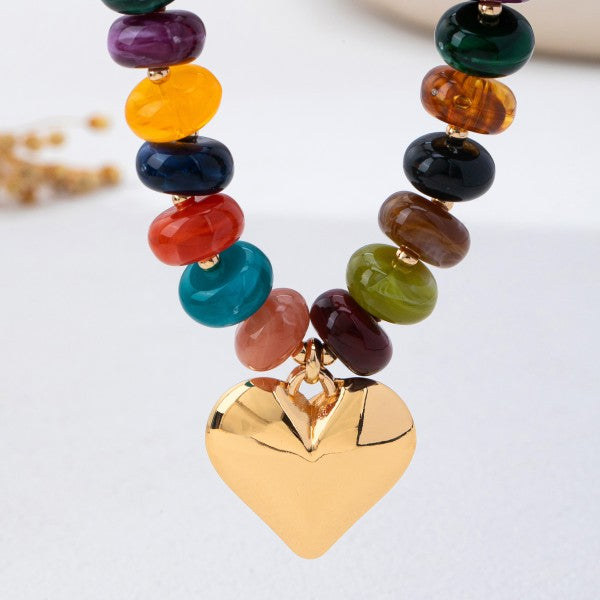 Herb Bead Heart Pendant Necklace
