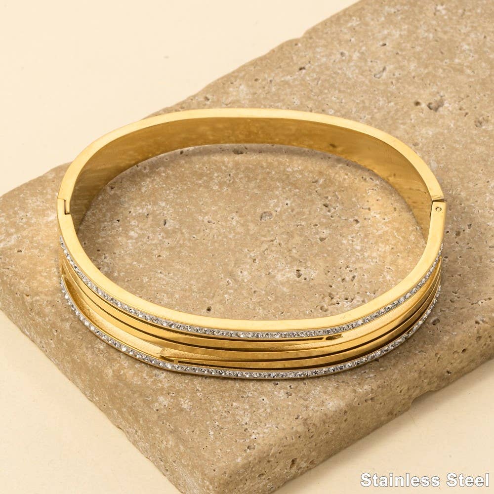 Fynn Pave Trim Bangle Bracelet (2 Colors!)