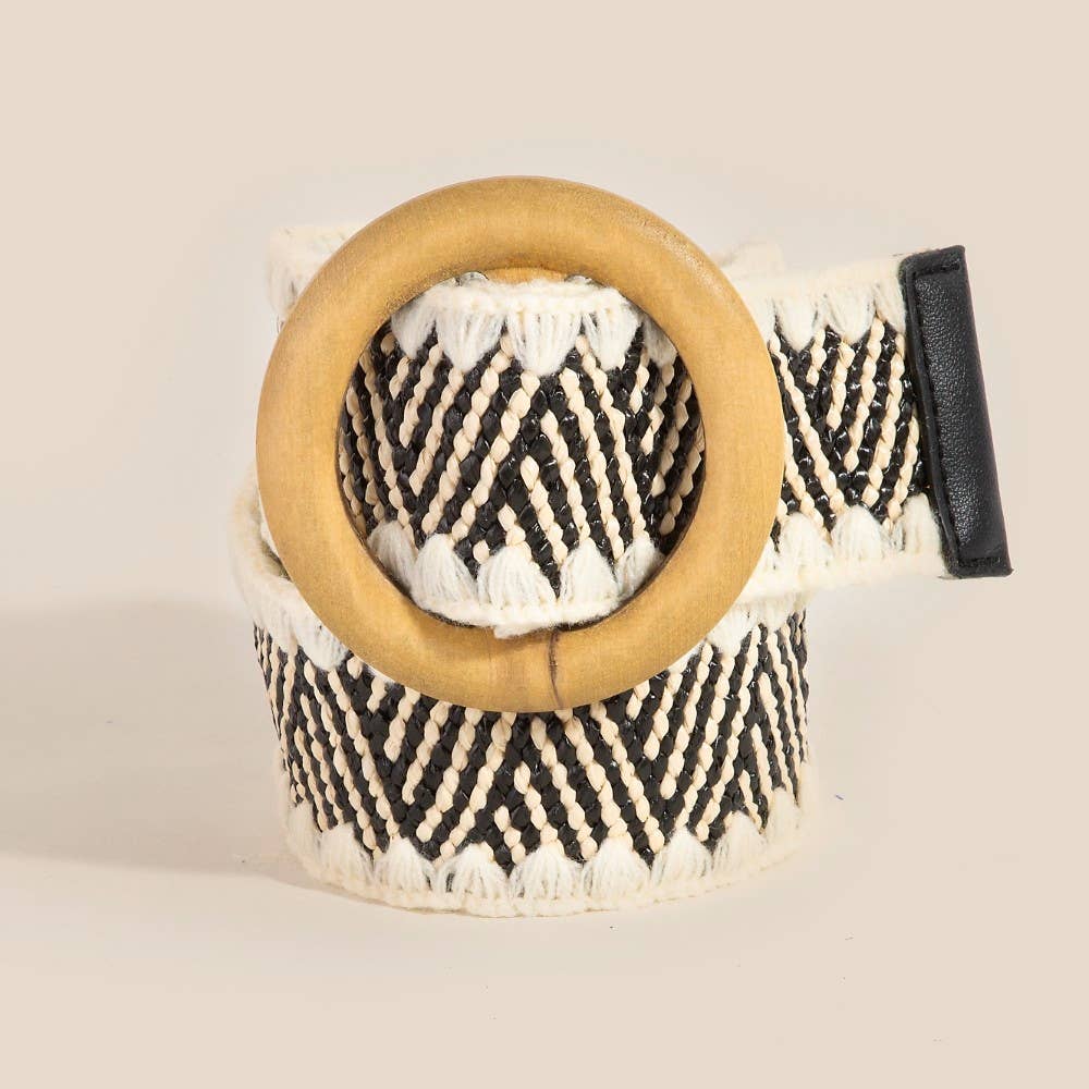 Villa Wooden Round Buckle Braided Fashion Belt