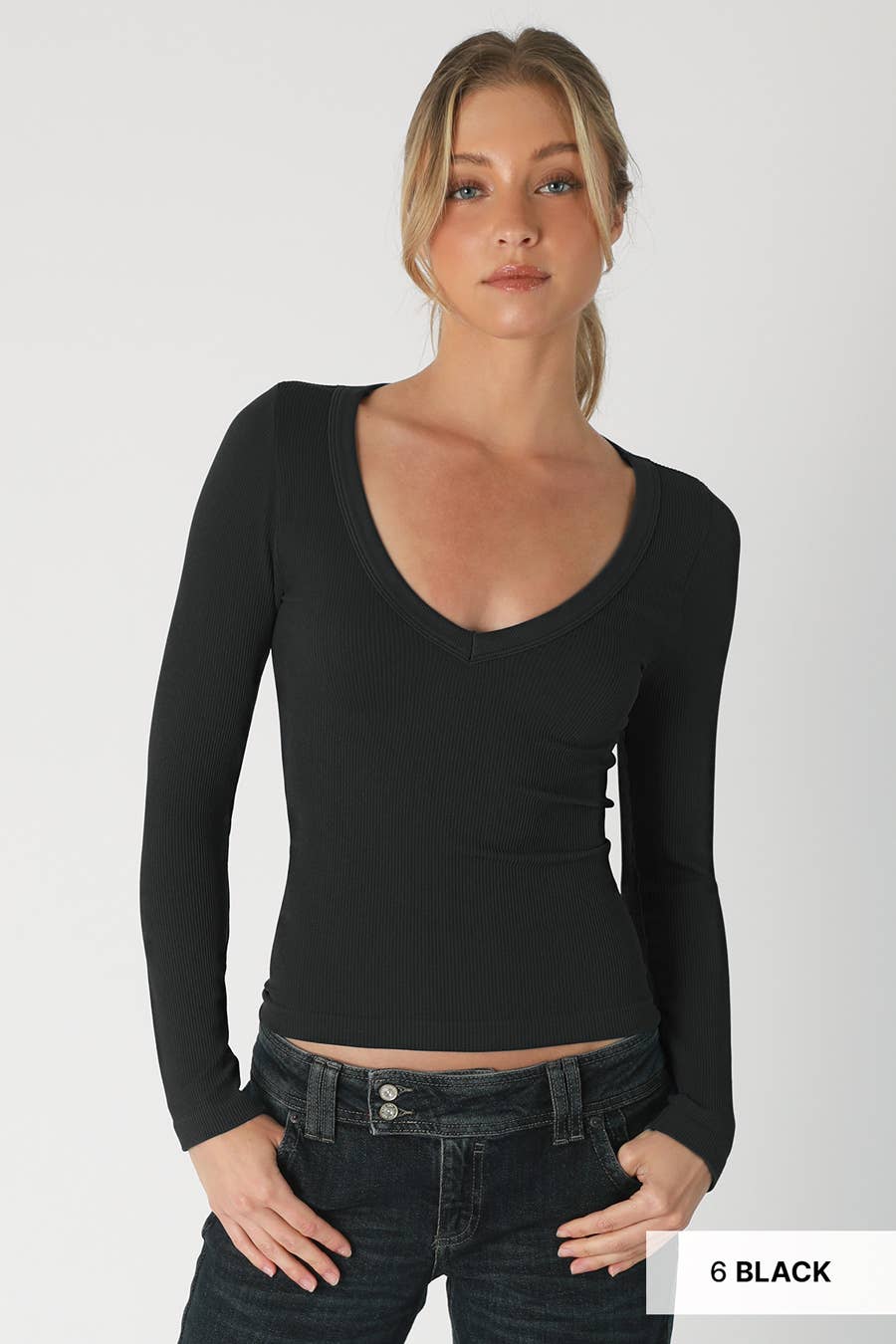 NIKIBIKI Rory Deep V Neck Long Sleeve Top (2 Colors!)