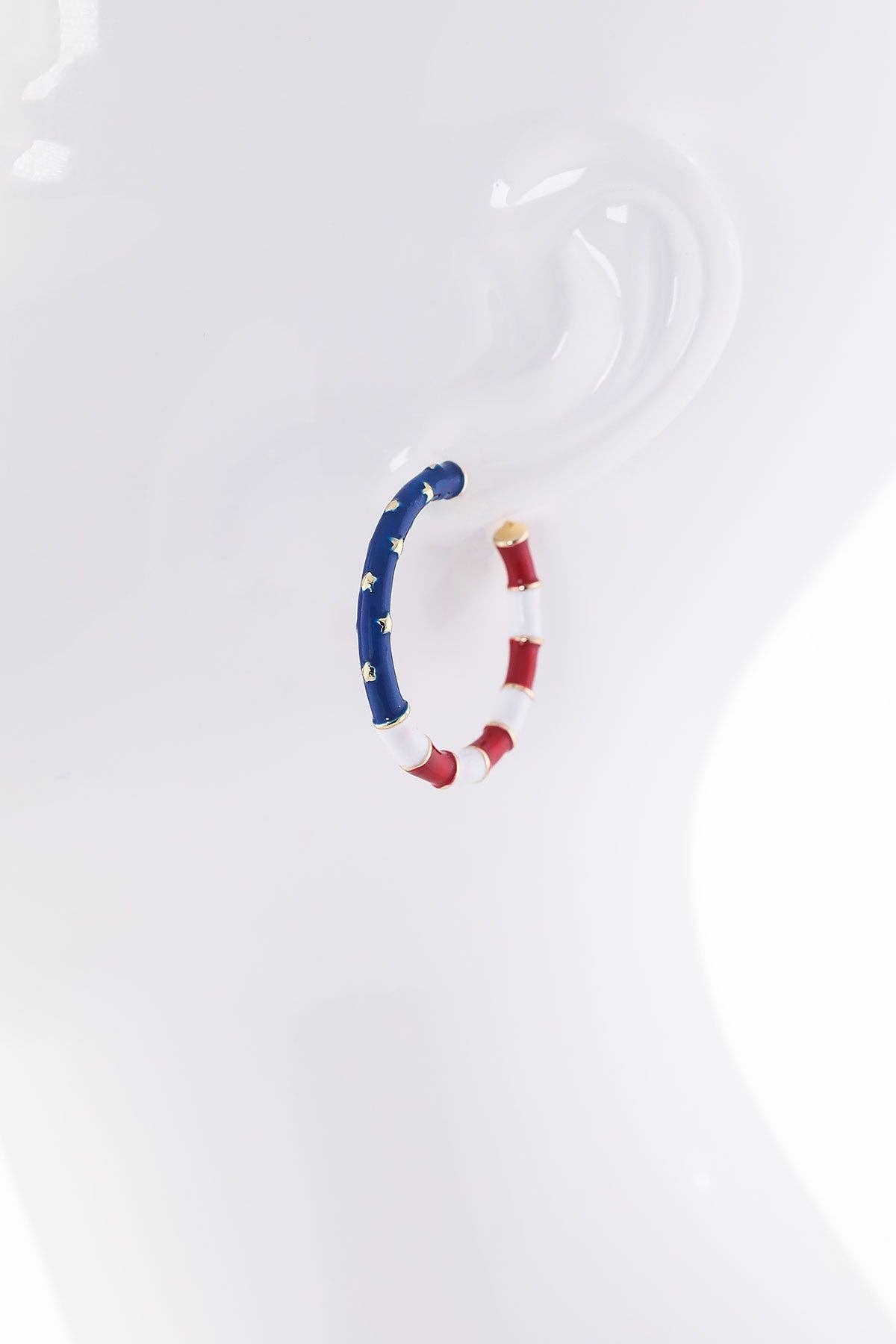 USA Flag Pattern C-Hoop Earrings
