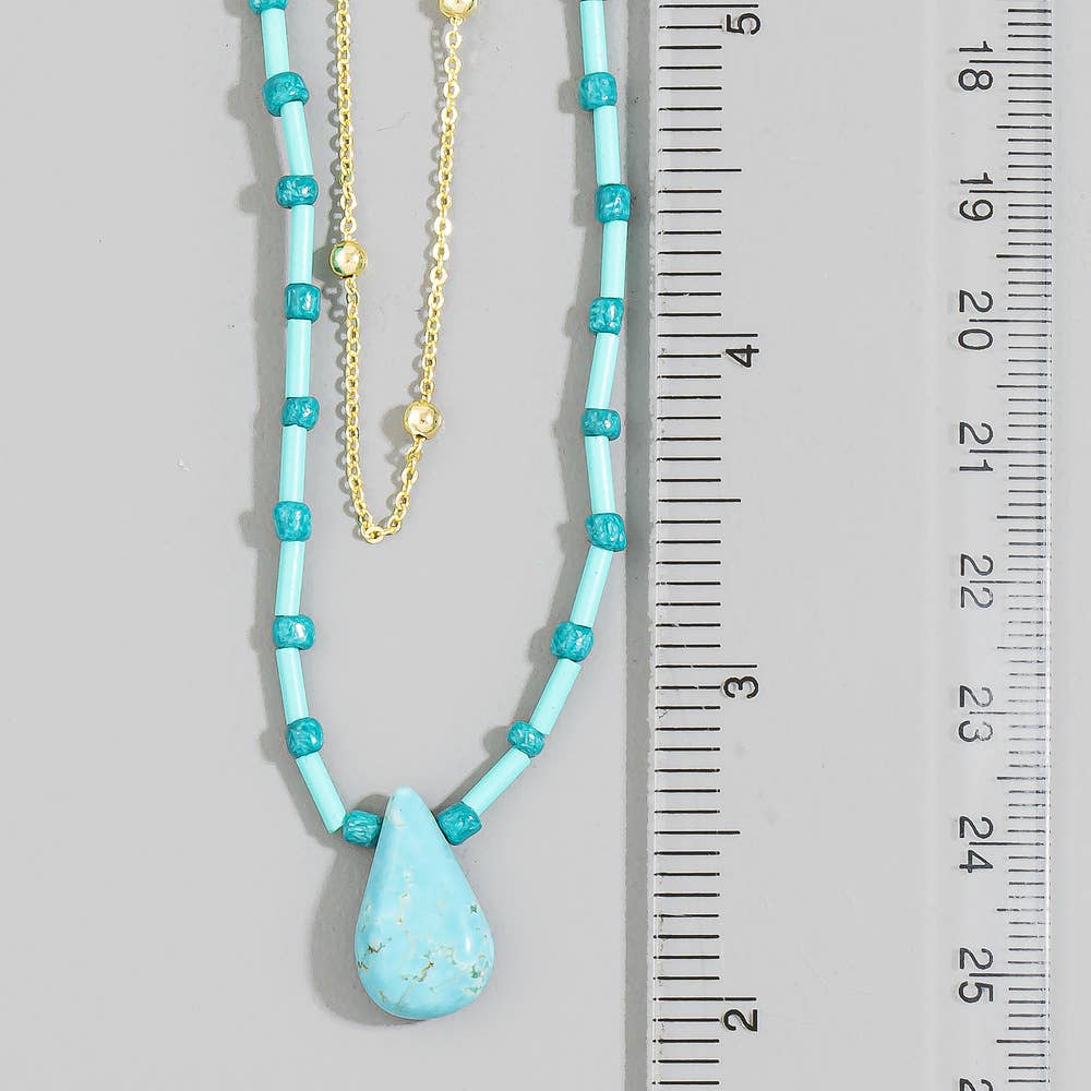Allison Double Strand Turquoise Bead Pendant Necklace