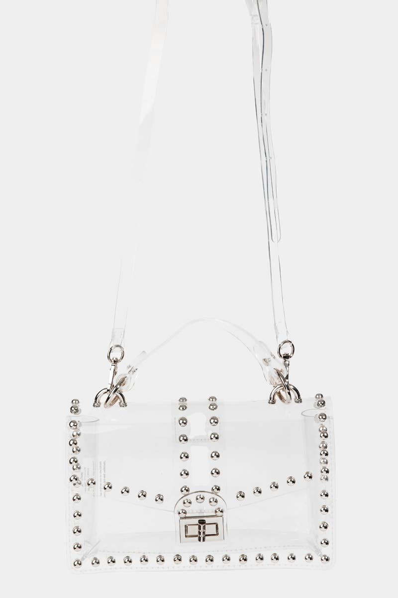 Sartin Transparent Rectangle Rhinestone Trim Bag