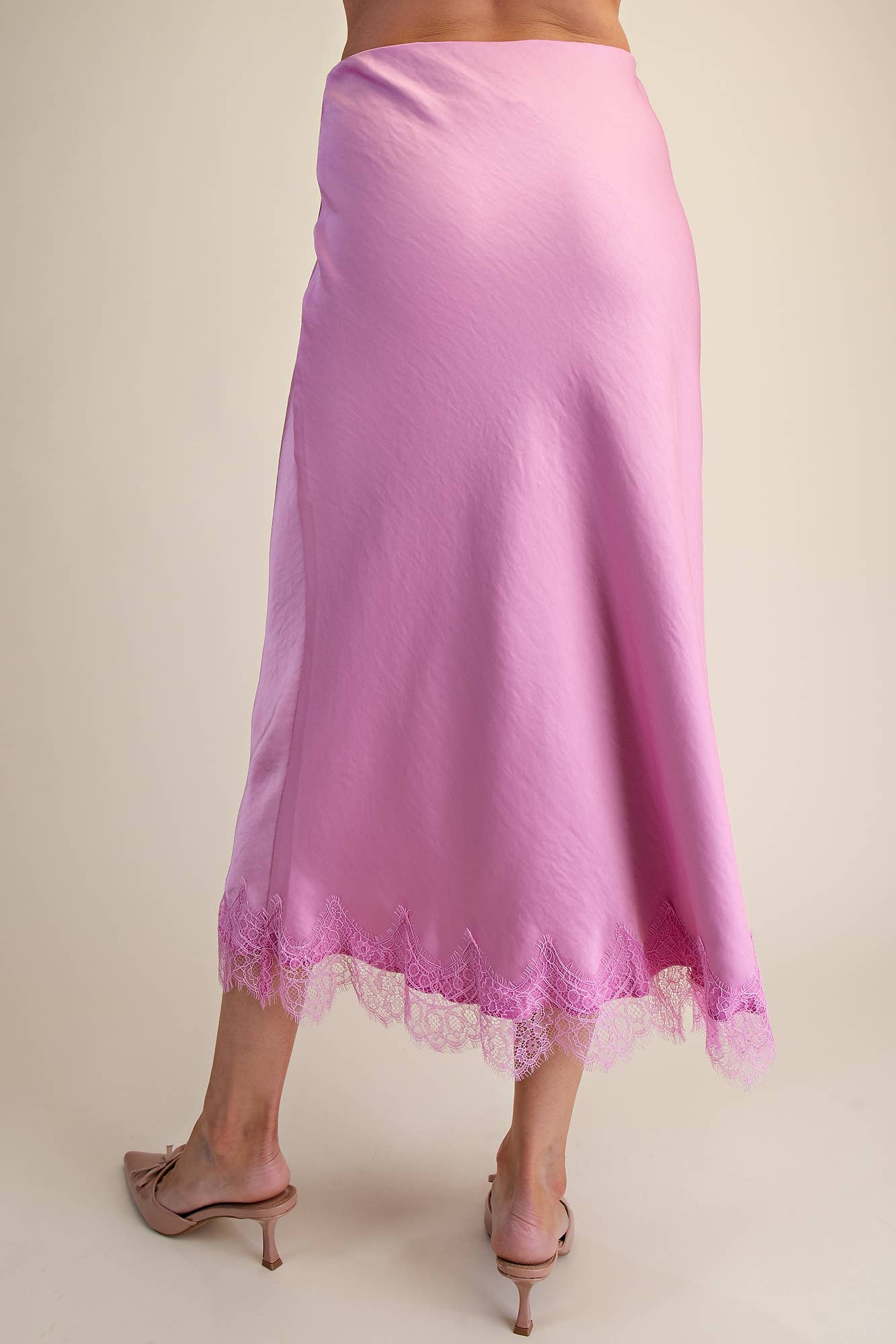 Mistie Satin Effect Lace Midi Skirt