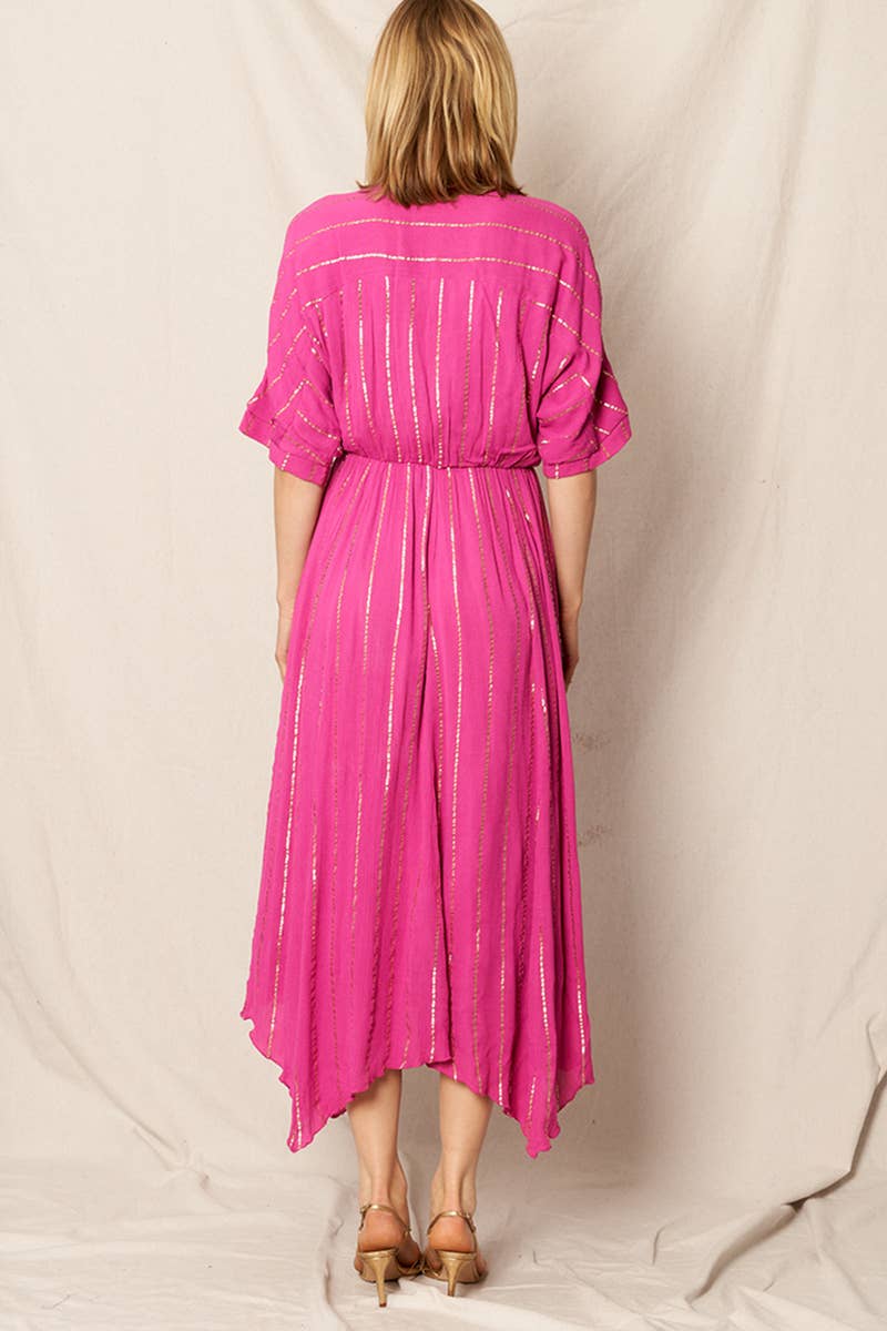 Deidre Pink Striped Sequin Midi Dress
