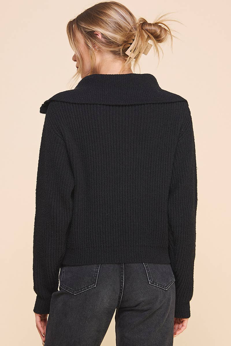 Grave Plush Half Zip Pullover Sweater