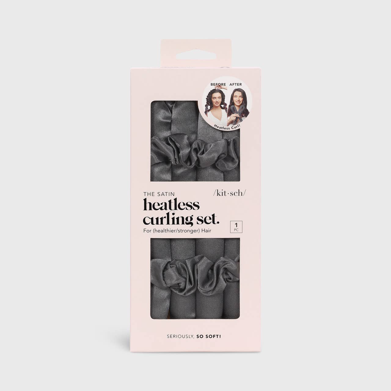 KITSCH Satin Heatless Curling Set - Charcoal