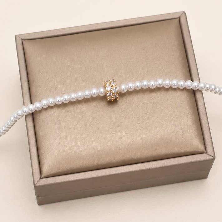 Cere Pearl Spherical Encrusted Rhinestone Charm Necklace