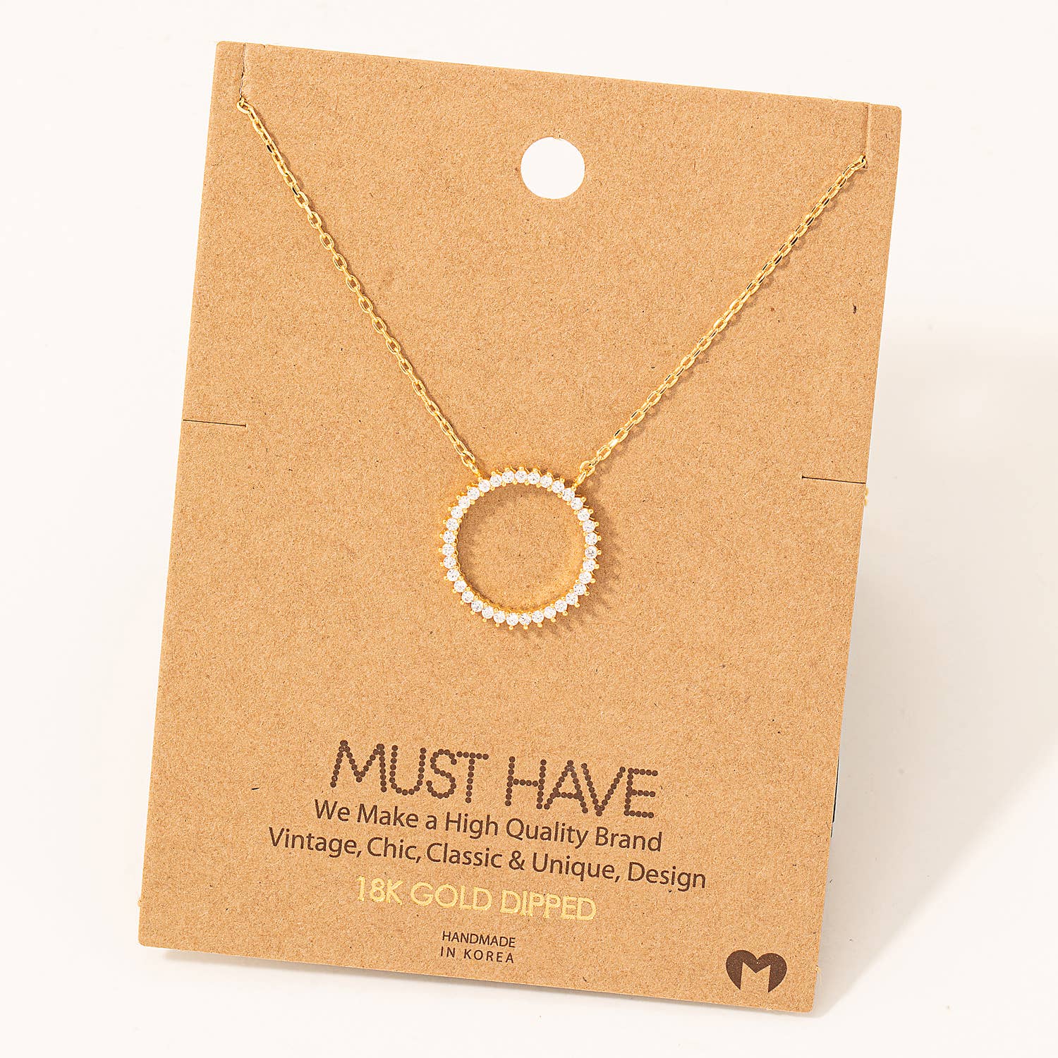 Acra Rhinestone Circle Pendant Necklace