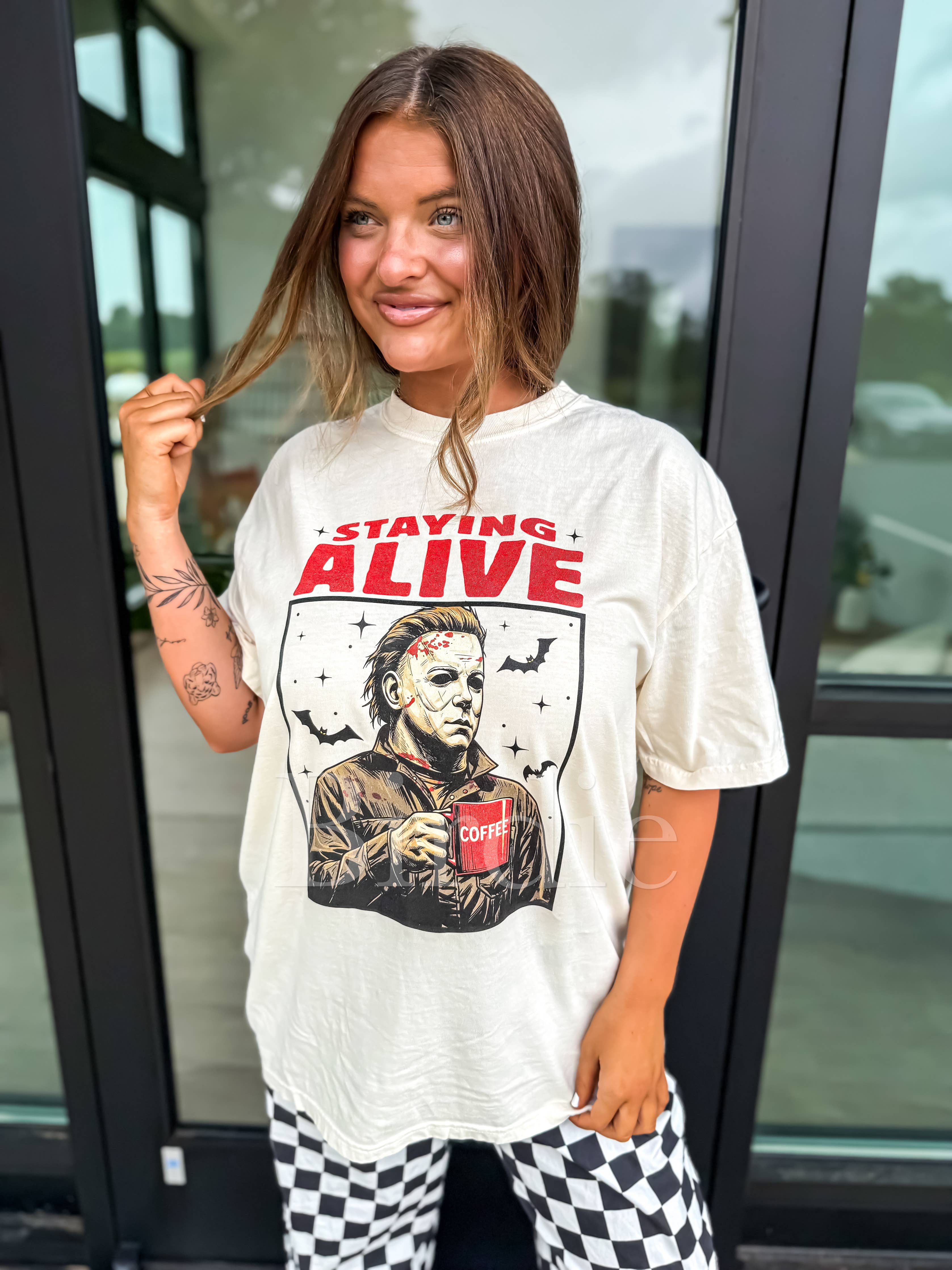 Halloween "Staying Alive" Graphic Tee- Small-XL!  PREORDER SHIPS 10/5