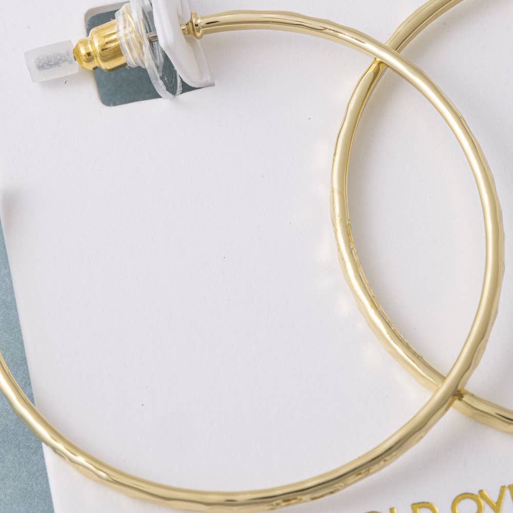 Sealy 18K Gold Dipped Hammered Medium Hoop Earrings