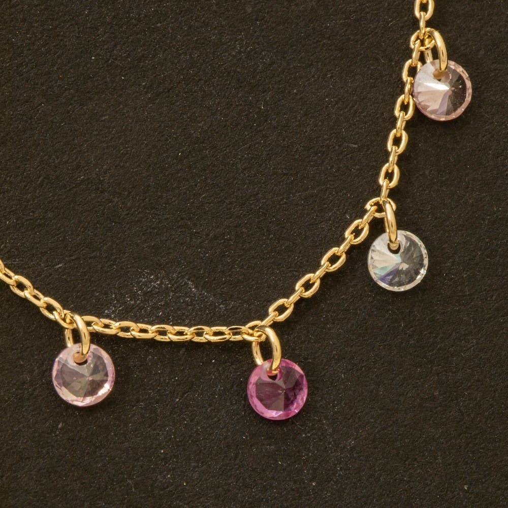 Anly Gold Dipped Chain Cz Drop Station Necklace