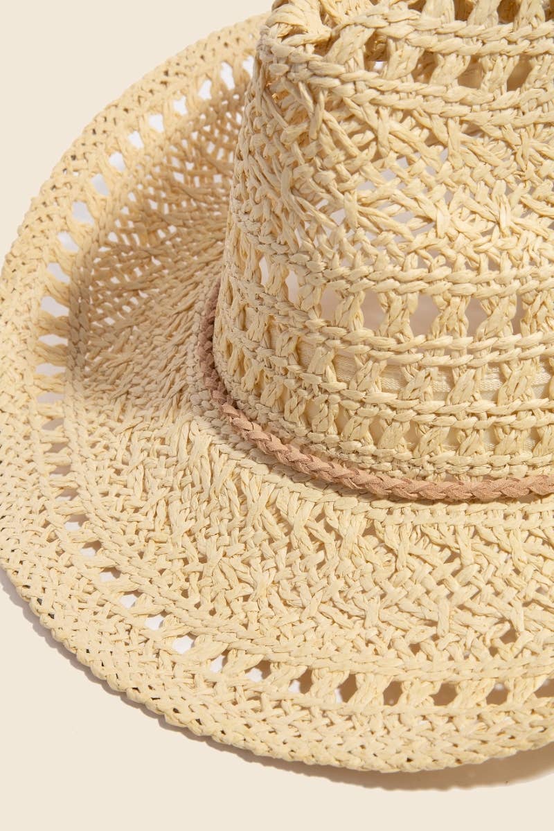 Beah Intricate Woven Western Fedora Straw Hat (2 Options!)