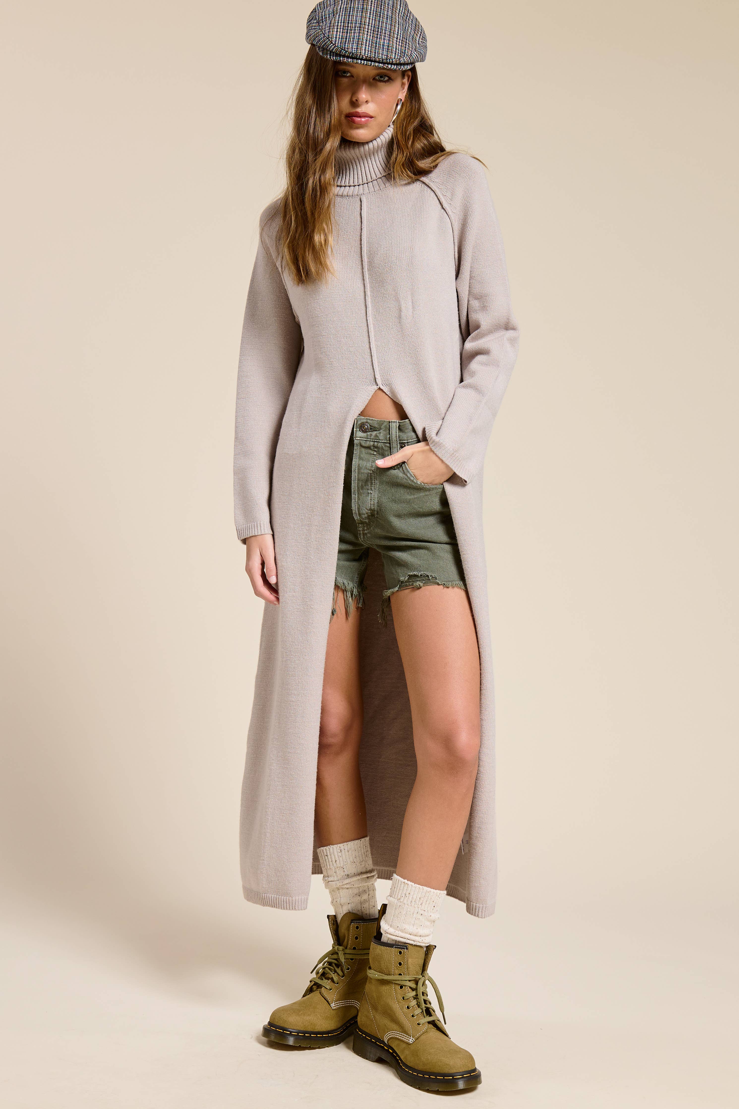 Vale Ribbed Turtleneck Tunic Sweater