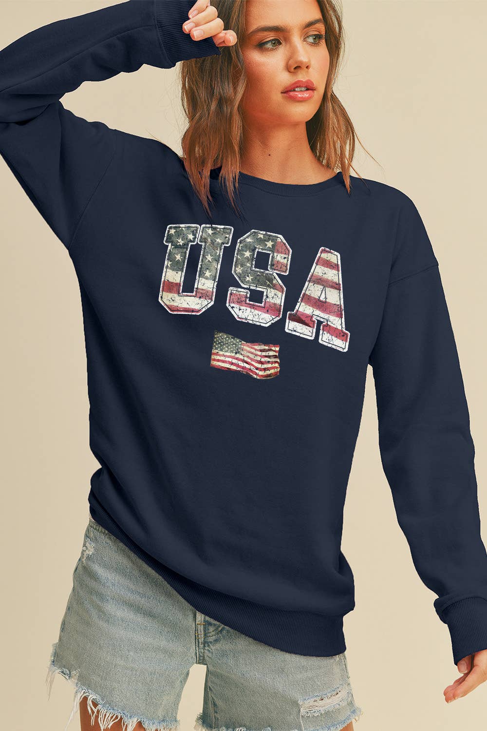 USA Flag Long Sleeve Sweatshirt