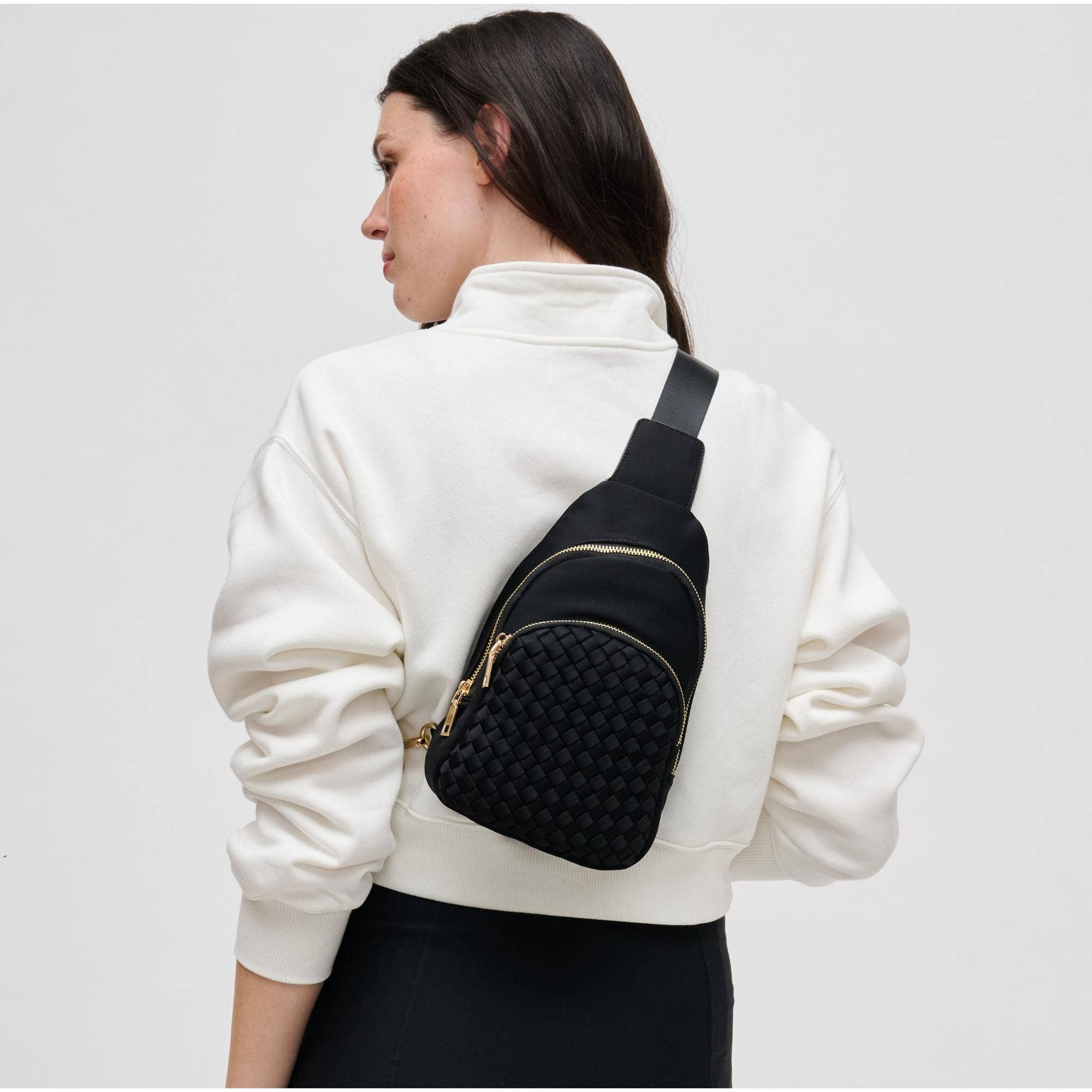 Hailey Woven Neoprene Sling Backpack
