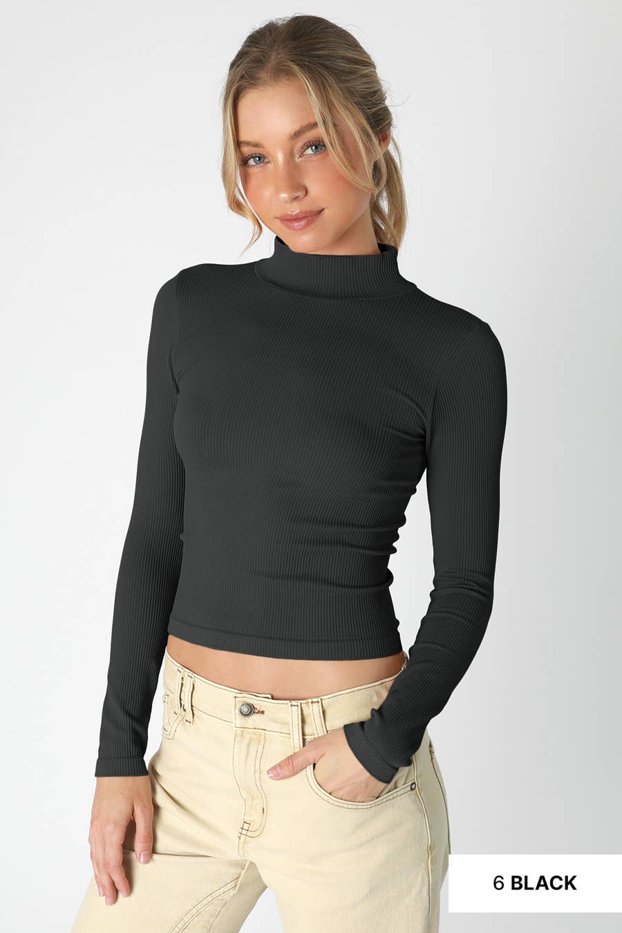 Nikibiki Gullie Ribbed Mock Neck Top