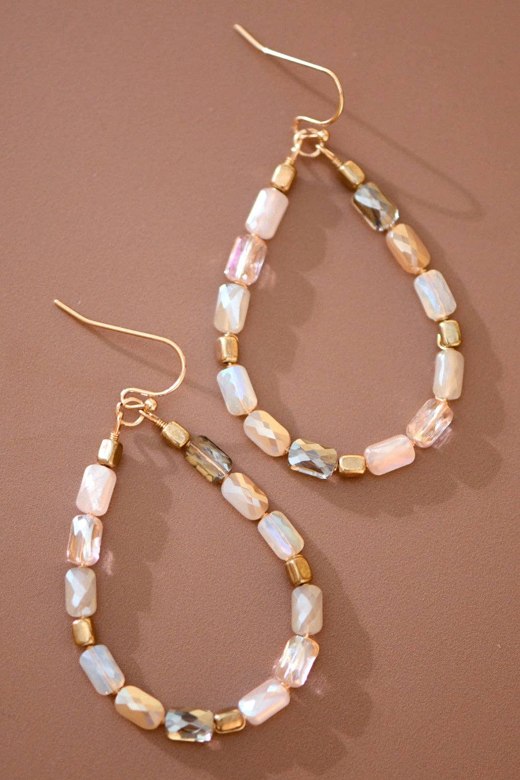 Archie Teardrop Wire Beaded Crystal Earrings