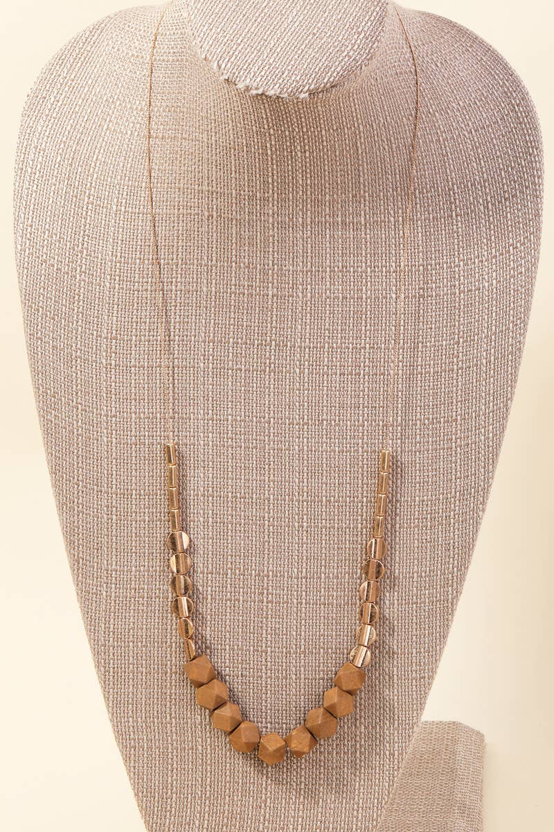 Arvi Block Bead Charm Long Necklace