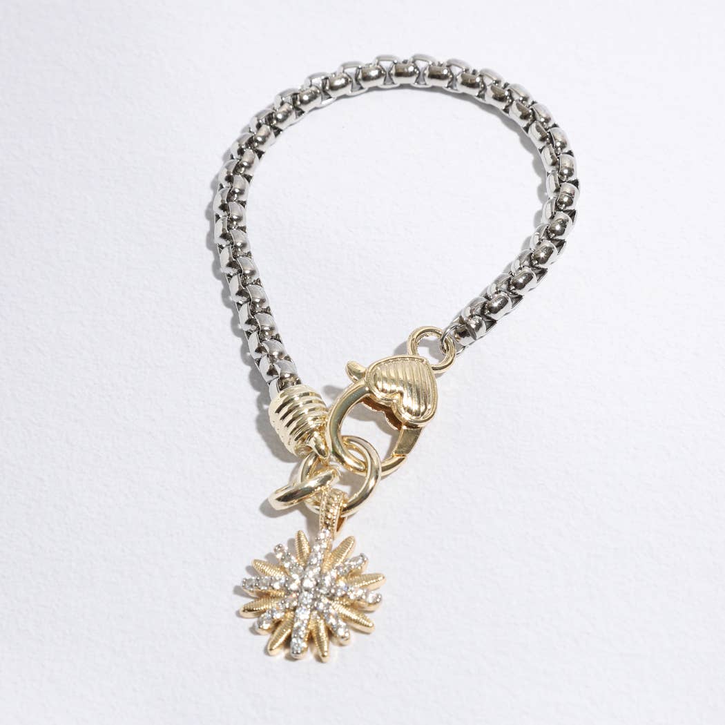 Dee Starburst Two-Toned Chain Design Bracelet