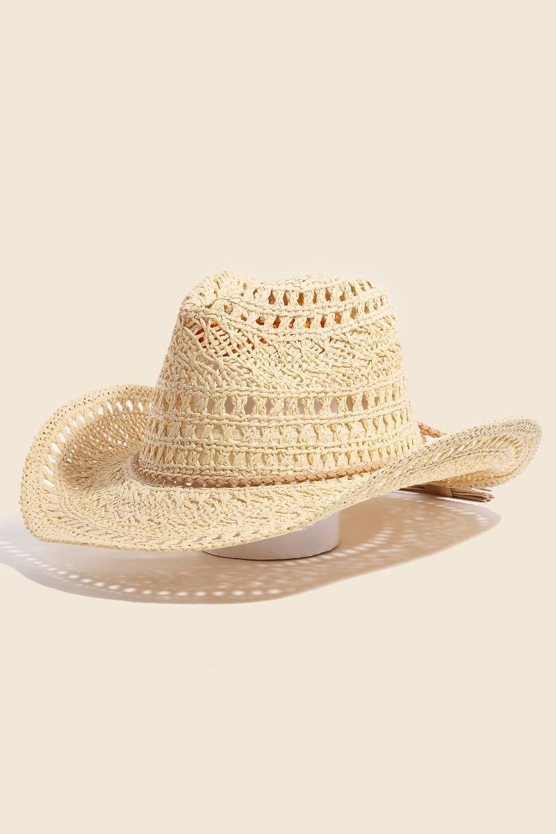Beah Intricate Woven Western Fedora Straw Hat (2 Options!)