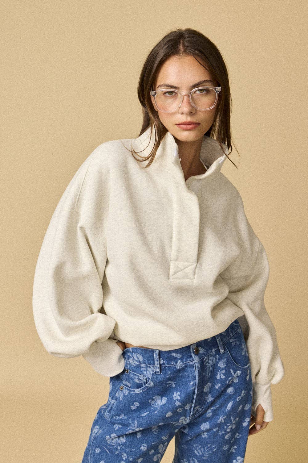 Wendy White Melange Pullover