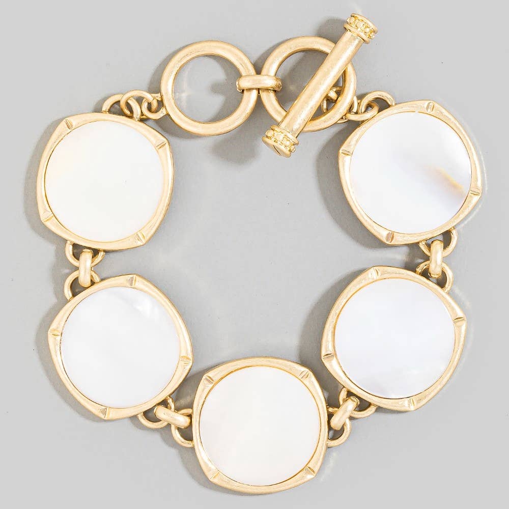Atticus Pearl Disc Toggle Chain Bracelet