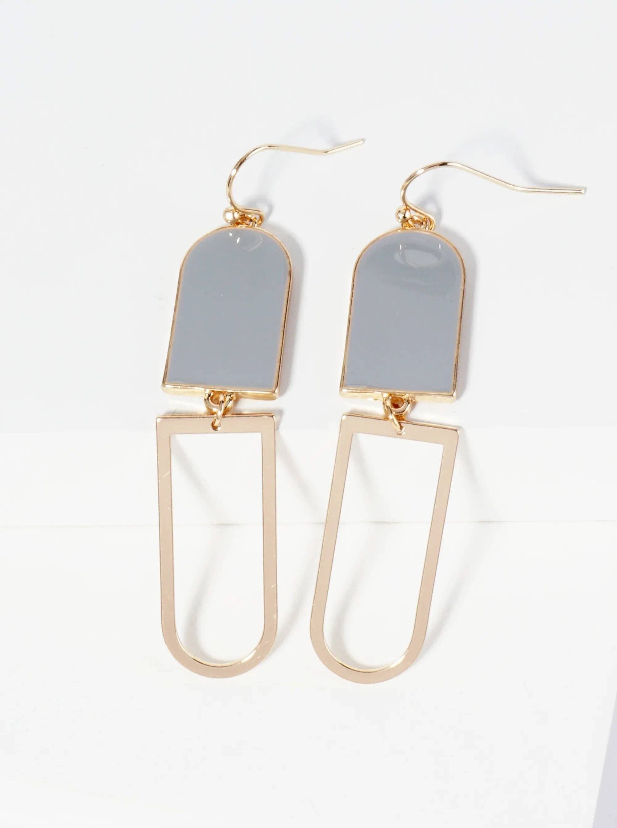 Yale Geometric Enamel Dangle Drop Earrings
