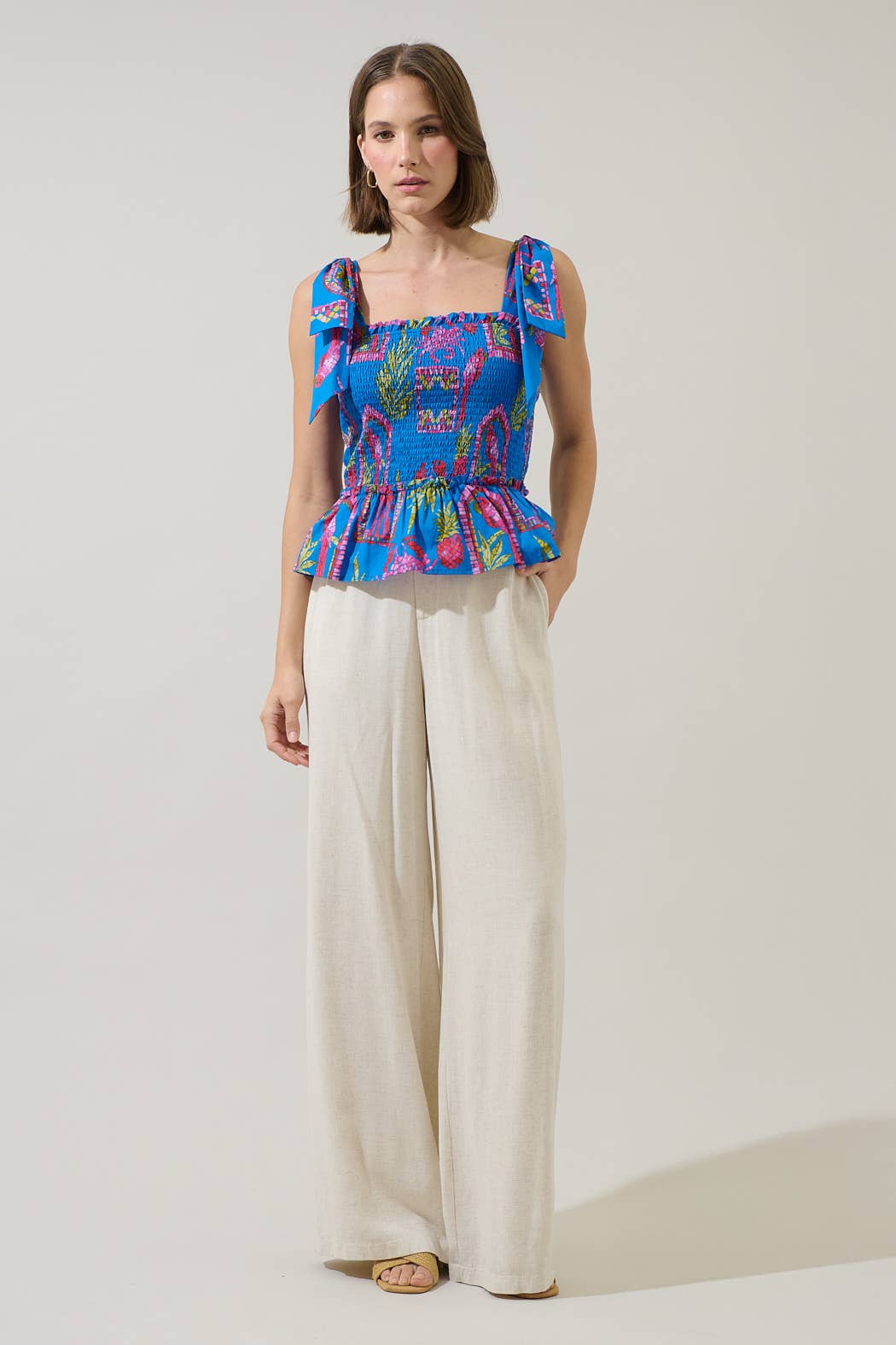 Bally Tropical Cazz Smocked Top FINAL SALE