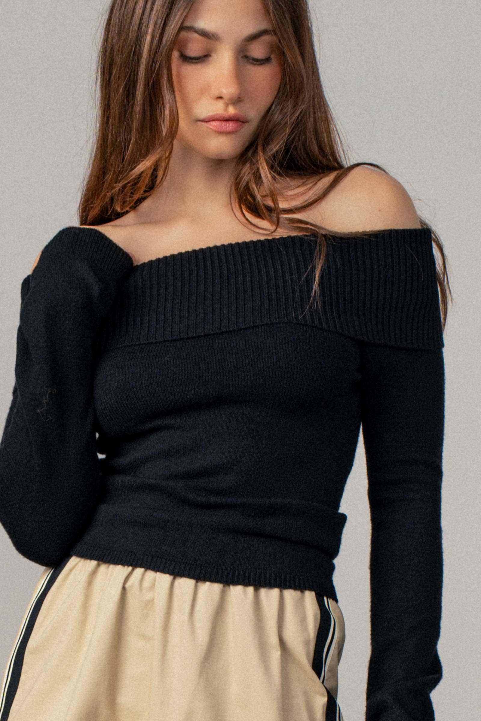 Homer Off-Shoulder Long Sleeve Sweater