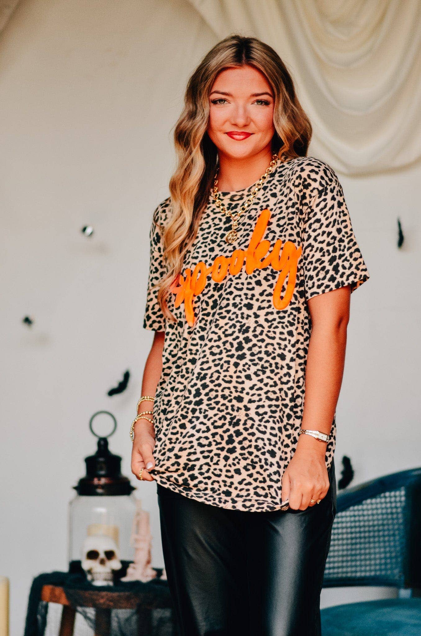 Spooky Bleached Leopard Tee- Small-XL!  PREORDER SHIPS 10/5