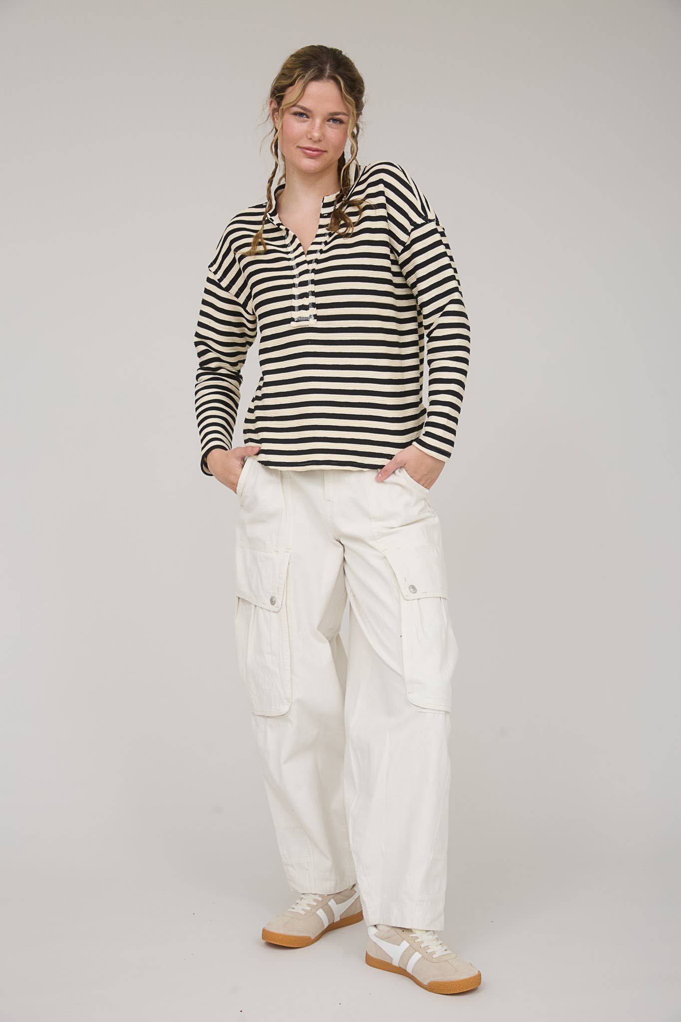 Stella Split Black Stripe Top