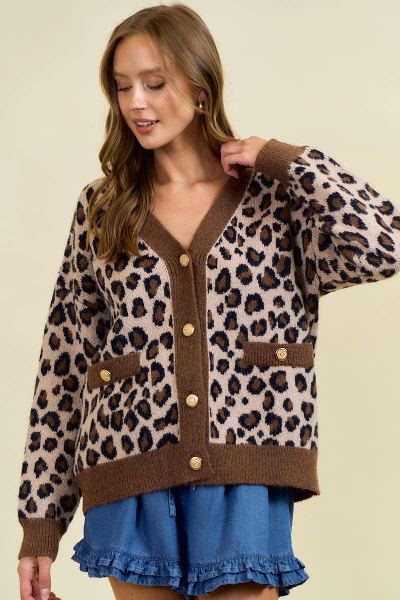 Laci Leopard Button Up Cardigan Sweater