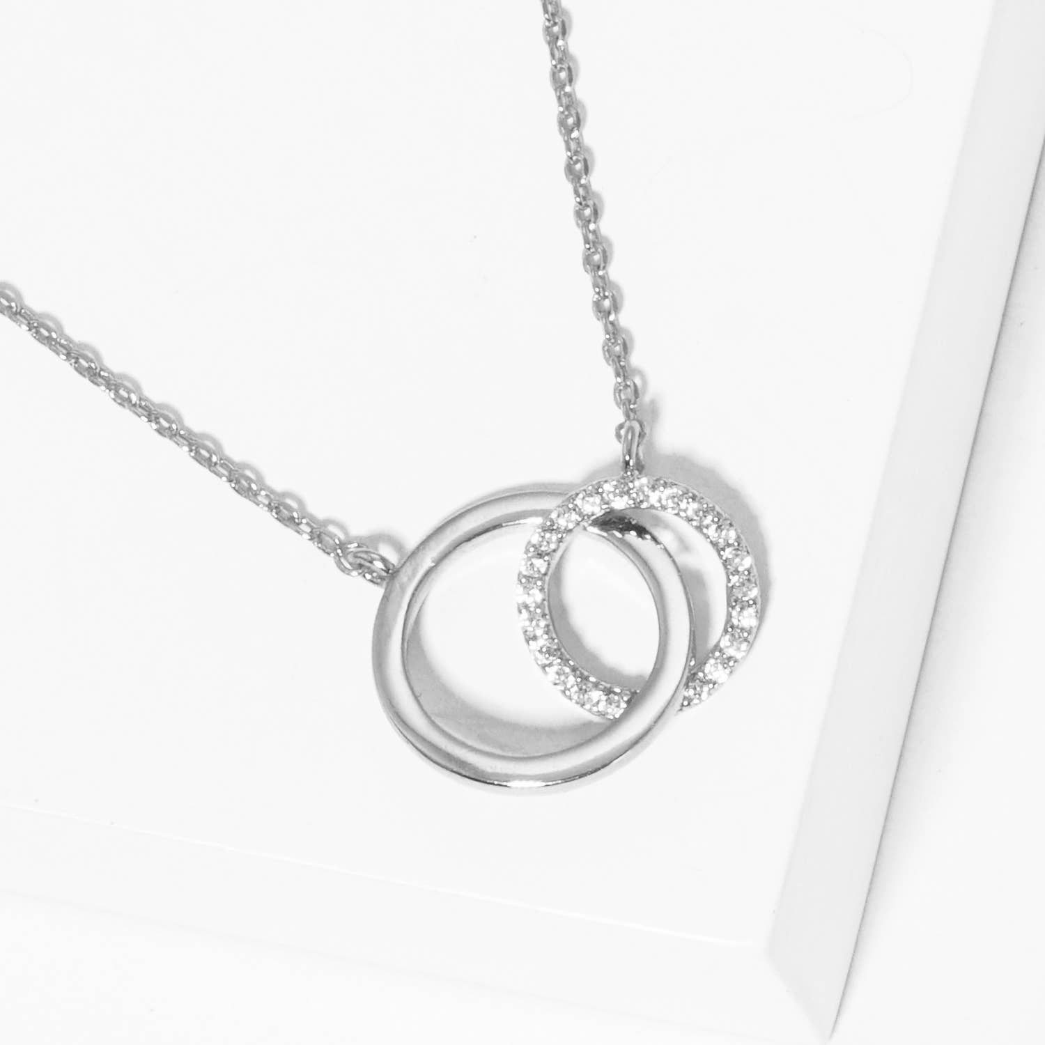 Deann CZ Gold-Dipped Double Ring Necklace (2 Colors!)