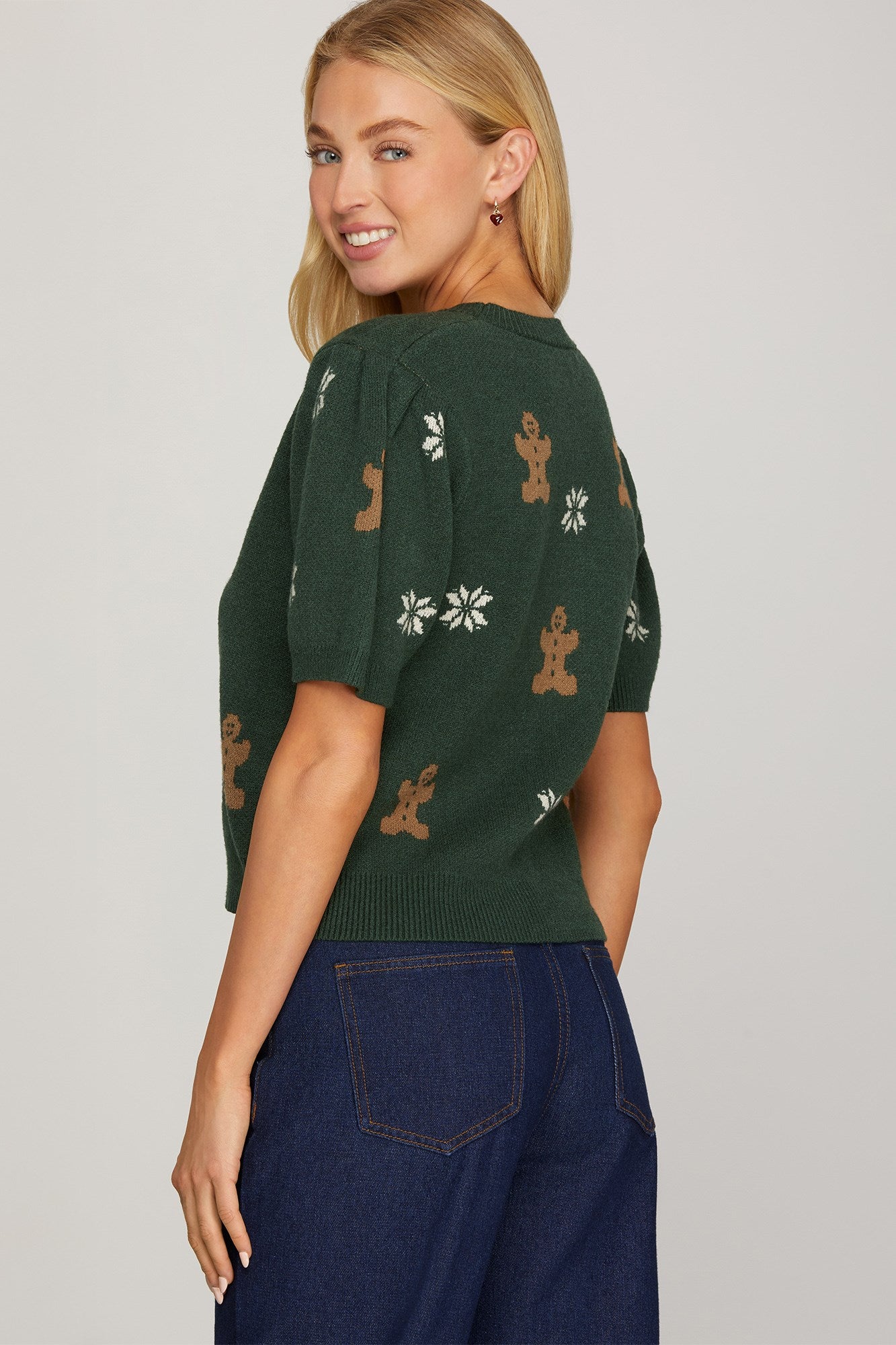 Tiffany Ginger Bread Short Sleeve Sweater Top