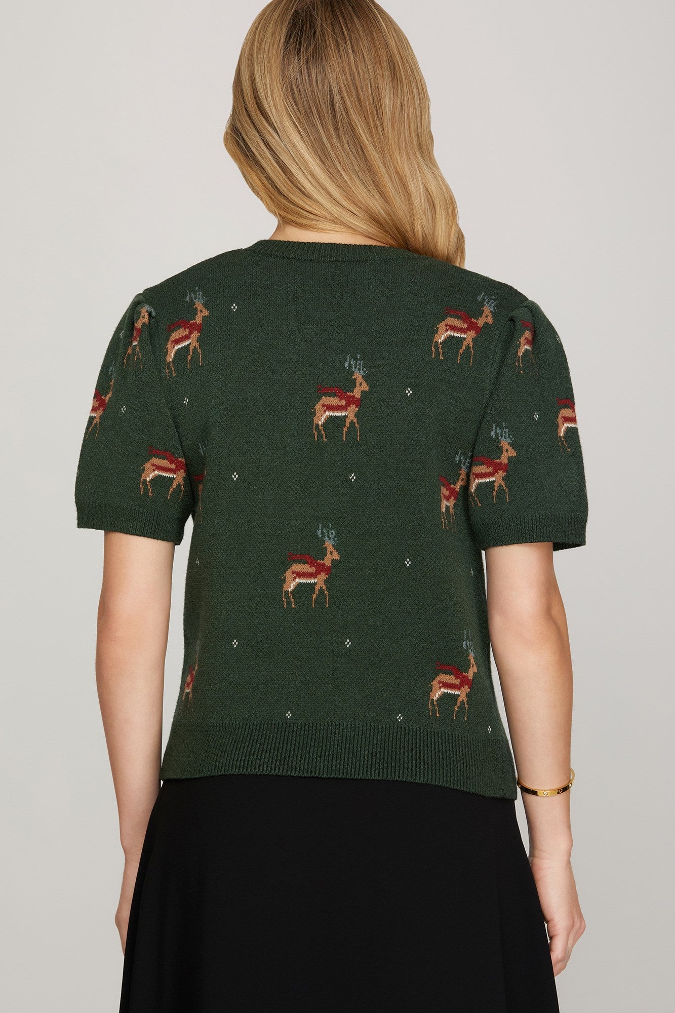 Reindeer Short Sleeve Sweater Top