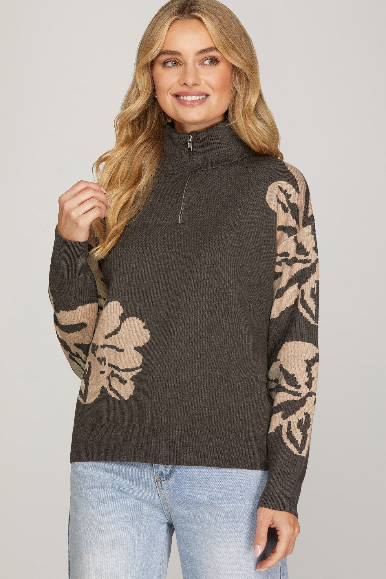Hogan Floral Zip Sweater