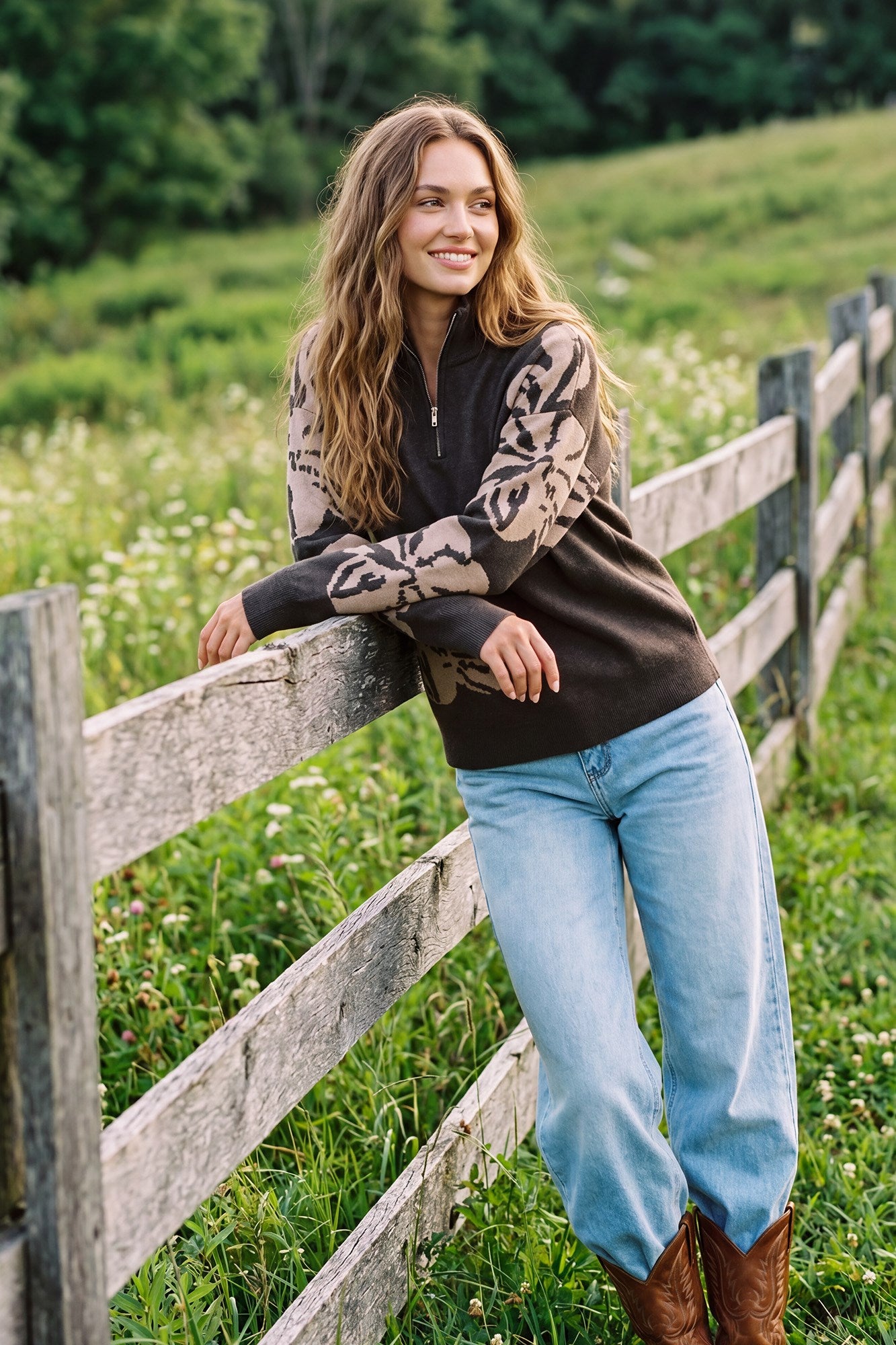Hogan Floral Zip Sweater