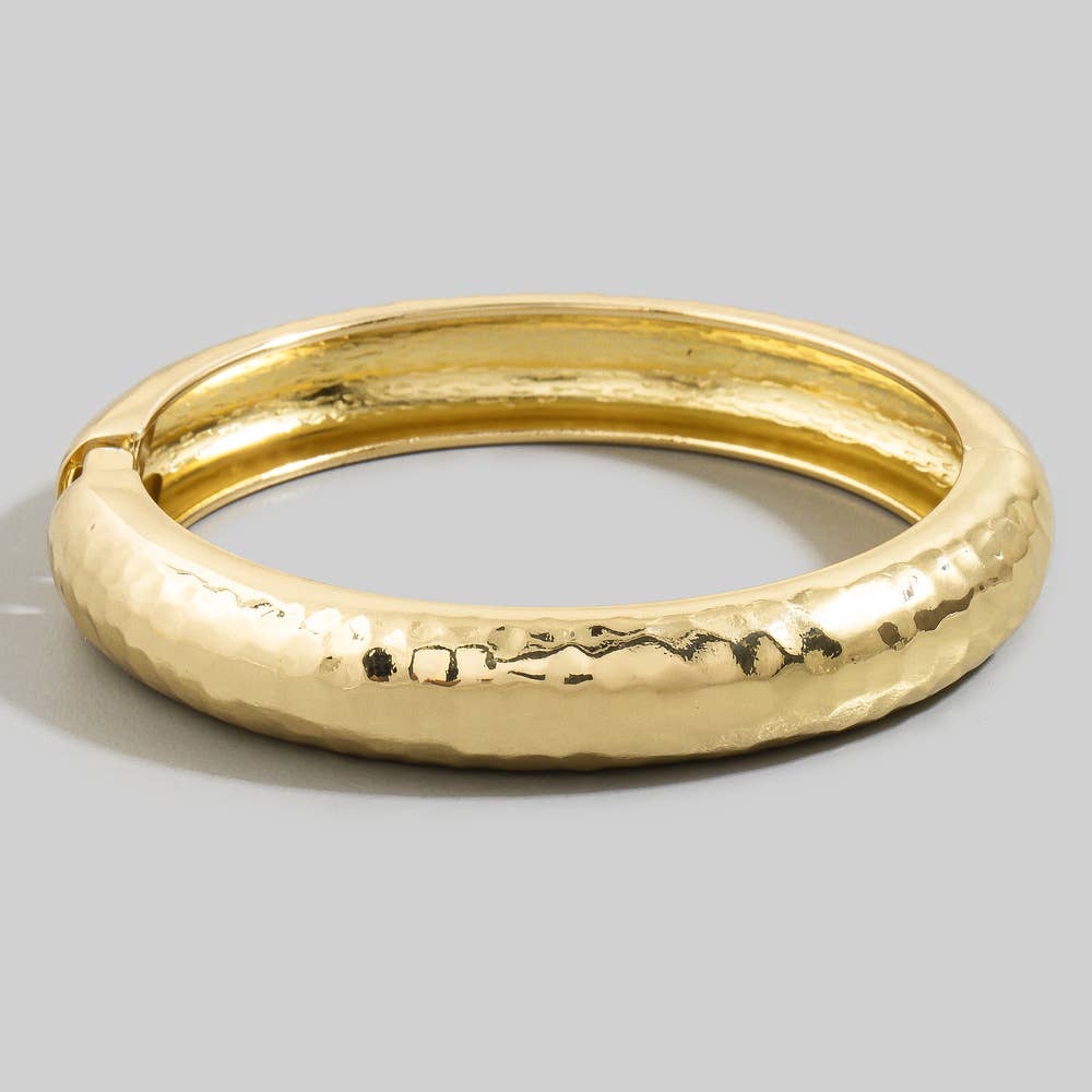 Angela Hammered Dome Hinged Bangle Bracelet